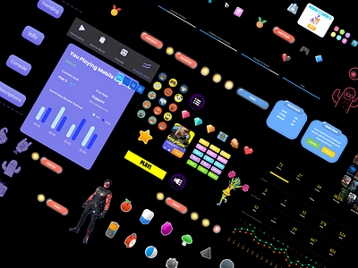 Game UI 300+ elements by econev design evgheniiconev game gameui gaming graphic design lizzardlab ui