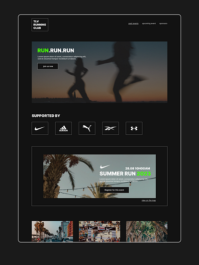 Running Club Web Design app branding design graphic design illustration logo typography ui ux vector