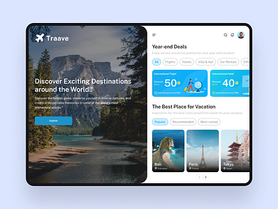 Traave - Travel Website App airbnb app blue design holiday travel travel app travel site travel website ui ui design ui ux ux ux design vacation website web