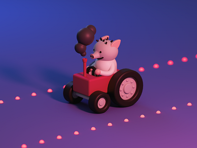Escape Pig 3d arnold cinema 4d graphic design illustration peter pig