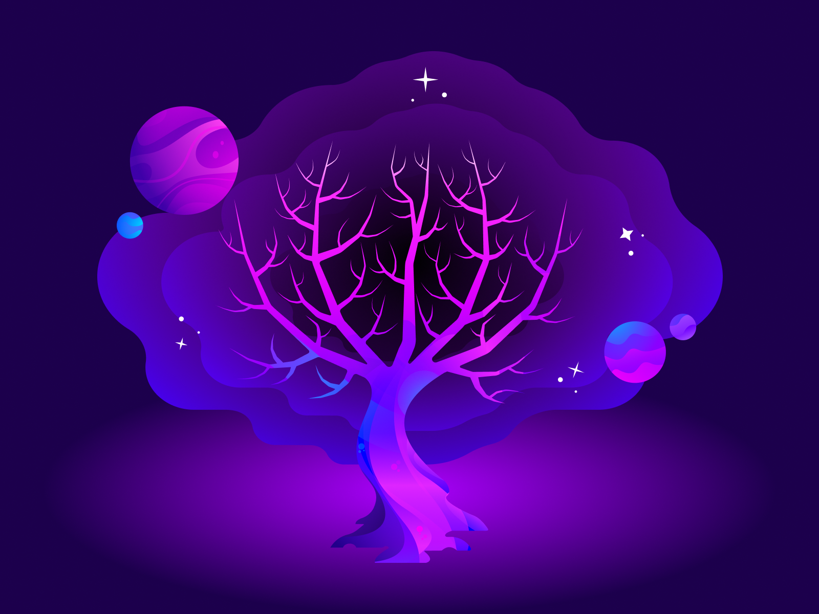 Vector illustration, Universe Tree by Chris Sarca on Dribbble