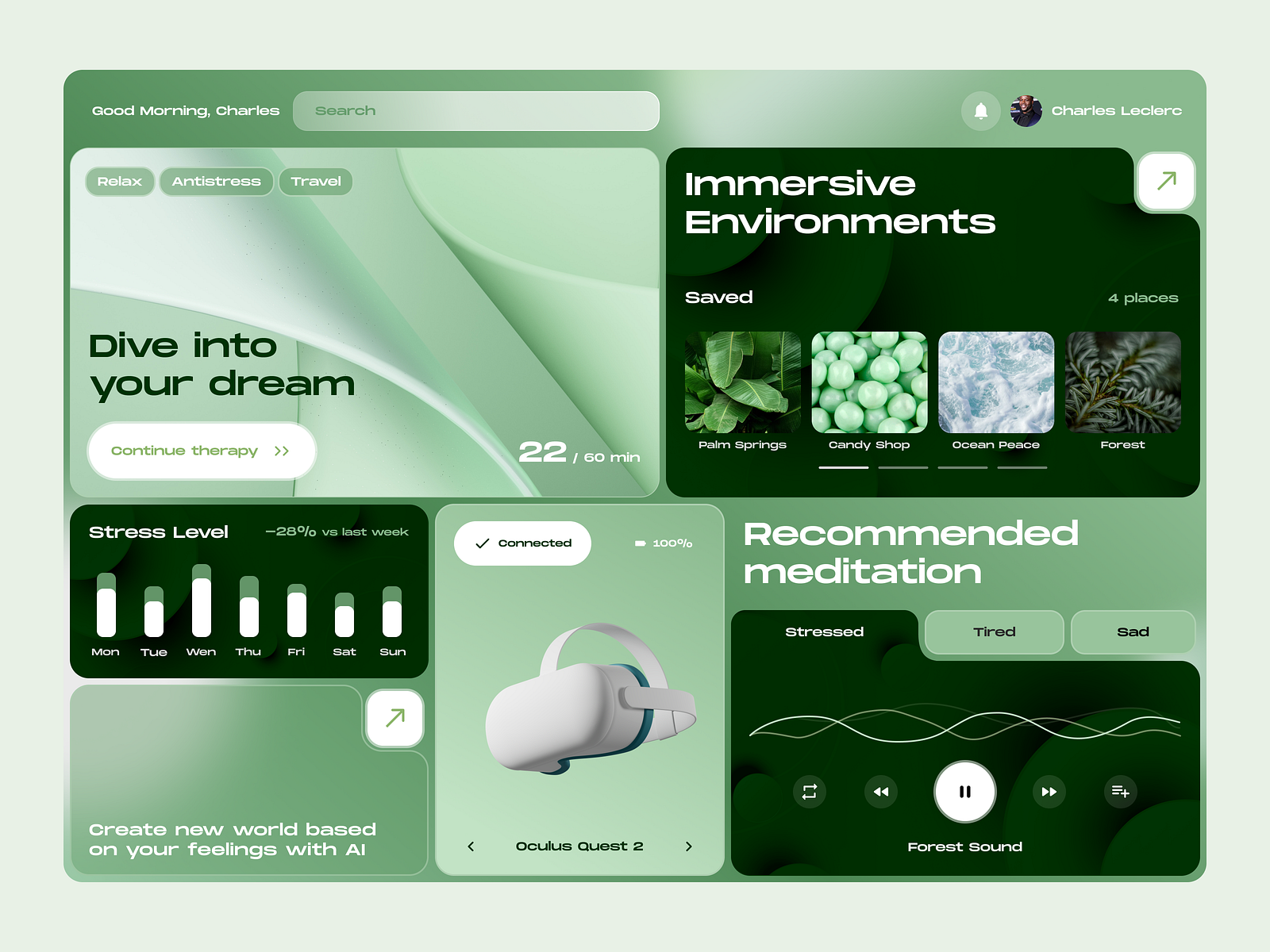 Virtual Reality Therapy Platform by Sofiia Yarmoshevych for Qubstudio