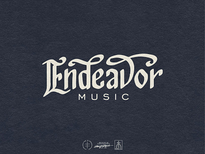 Endeavor Music antique black black and white blackletter blue brand identity branding gothic hand lettering illustrator lettering letters logo logo design music old english type typography vector vintage