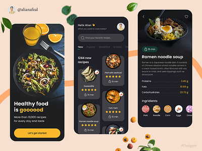 Food App UI Design animation branding graphic design logo motion graphics ui