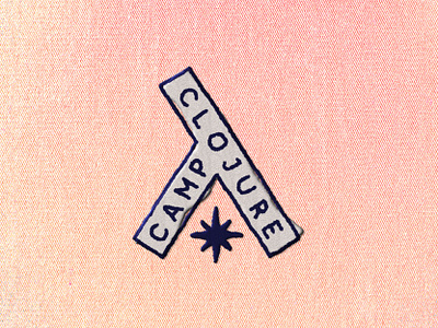Clojure Camp apparel camp embroidery fabric logo logo design logo designer logodesign logomark merch minimal retro sans serif simple star stitch stitches texture typography vintage