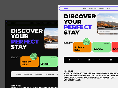 INNSIGHT Landing Page agency airbnb architecture branding creative agency graphic design hotel indonesia isometric logo minimalist modern service simple ui vacation villa website