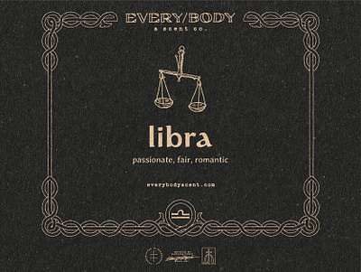 ESC Zodiac Collection - Libra alchemy brand design brand identity branding branding design candle collection illustration label label design libra medieval packaging packaging design product sticker vector vintage visual identity zodiac