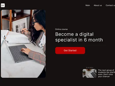Online course Landing page course design designer digital digital specialist education girl landing page laptop learn logo online course programmer student study ui ux uxui web design website