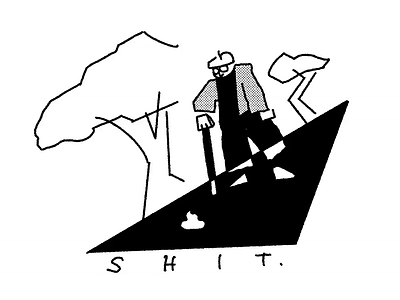 Shit on my path abstract black and white cartoon character comic dog shit funny geometric illustration life line art lineart lo fi minimal minimalist negative space old school shit simple weird