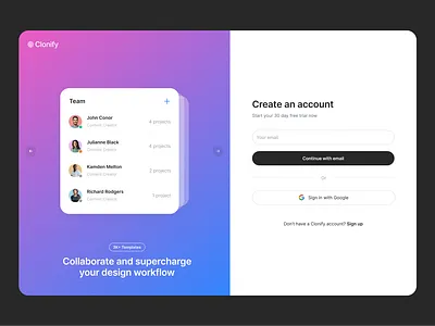 Account Page — Clonify account clean design figma signin signup ui ui kit ux web web design