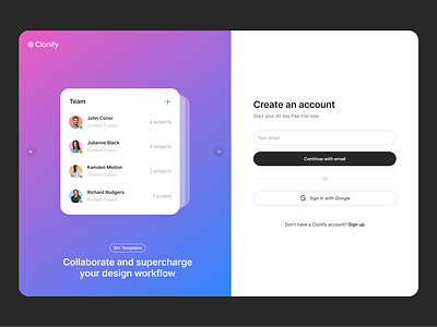Account Page — Clonify account clean design figma signin signup ui ui kit ux web web design