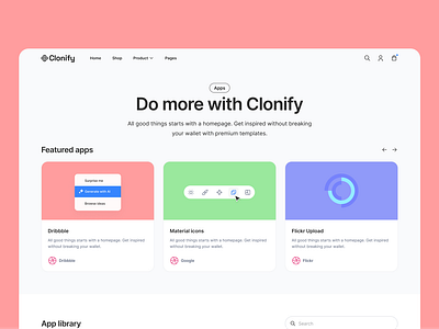 Apps Page — Clonify apps clean extensions figma page ui ui kit ux web web design webpage