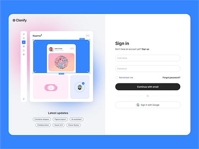 Signin — Clonify account clean figma login signin signup ui ui kit ux web web design