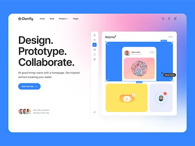 SAAS homepage — Clonify clean design figma homepage landing page saas ui ui kit ux web web design
