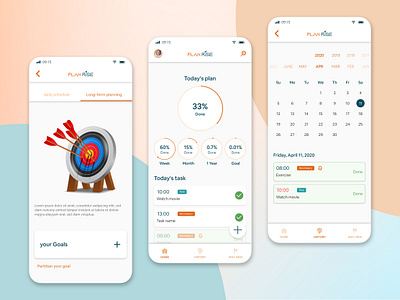 Plan Rise Mobile App UI/UX Design app app design application clean concept design goal mobile plan planing product purpose target task ui uidesign uiux ux