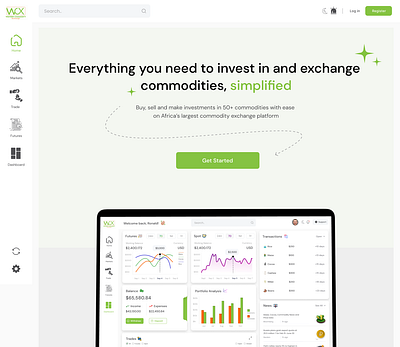 Commodity Exchange Web app ui ux