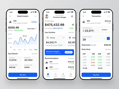 Vestgrow - Investment App advisor banking chart clean e wallet finance financial fintech invest investment investment app investment portfolio investor mobile modern money payment stock trading wallet