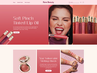 Shopify Ecommerce Website | Rare Beauty Redesign figma figma design landing page photoshop redesign shopify web layout ui web design