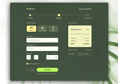 Credit Card Checkout Page | Website UI checkout credit card daylyui design green natural page payment ui ux web design website