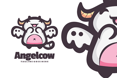 Angelcow animal branding cute mascot design graphic design illustration logo ui vector