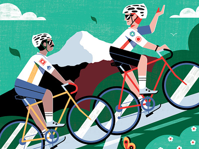 Male Loneliness 2d character cycling digital editorial flat folioart illustration mental health michael driver sport