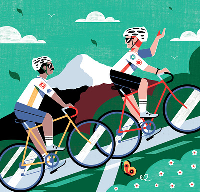 Male Loneliness 2d character cycling digital editorial flat folioart illustration mental health michael driver sport