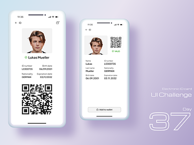 Electronic ID card application card design challenge design electronic id id card id card design identification interface ios mobile mobile application mockup ui ui challenge ux