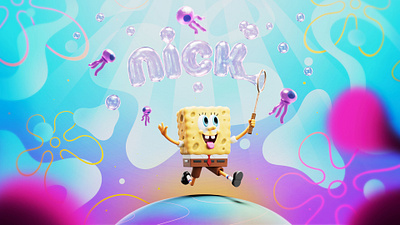 Spongebob 3d arcade studio cartoon character character design digital folioart fun illustration kids tv type typography