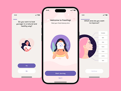 Yoga App UI Design clone daily ui dribbble face yoga app figma inspiration ui ui design ui kit user interface ux yoga app