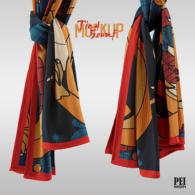Tied Scarf Mockup apparel clothes design download fabric fashion mockup photoshop psd scarf shawl template textile