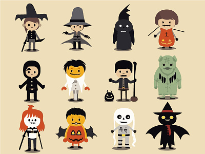Halloween Character Ensemble Illustration - A Spooky Cast character ensemble creative projects halloween halloween characters halloween decorations halloween favorites halloween fun halloween icons halloween illustration halloween party halloween spirit halloween tradition iconic characters spooky gathering whimsical halloween