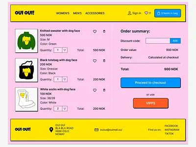 Clothing store checkout page blue bright checkout checkout page clothing store dailyui design illustration pink playful shopping bag yellow