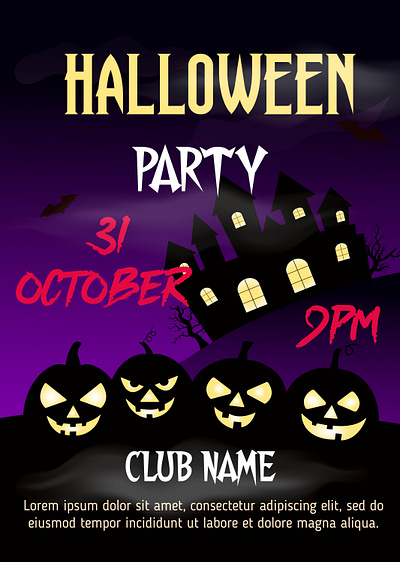 Poster for Halloween party adobe illustrator creepy graphic design halloween halloween party halloween poster happy halloween illustration party poster
