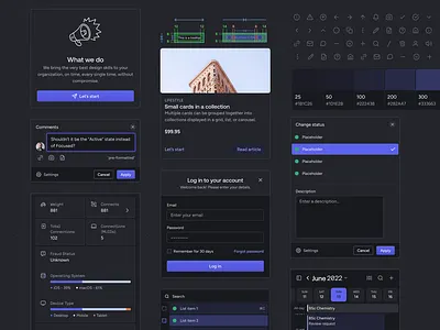Enterprise Fintech Design System Components blue components cybersecurity dark design system enterprise finance fintech infopanel modal purple saas software ui ux