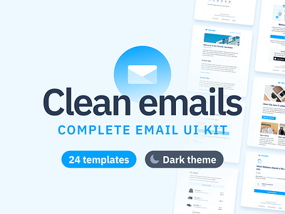 Clean emails UI Kit for Figma community dark theme email emails figma ui design ui kit