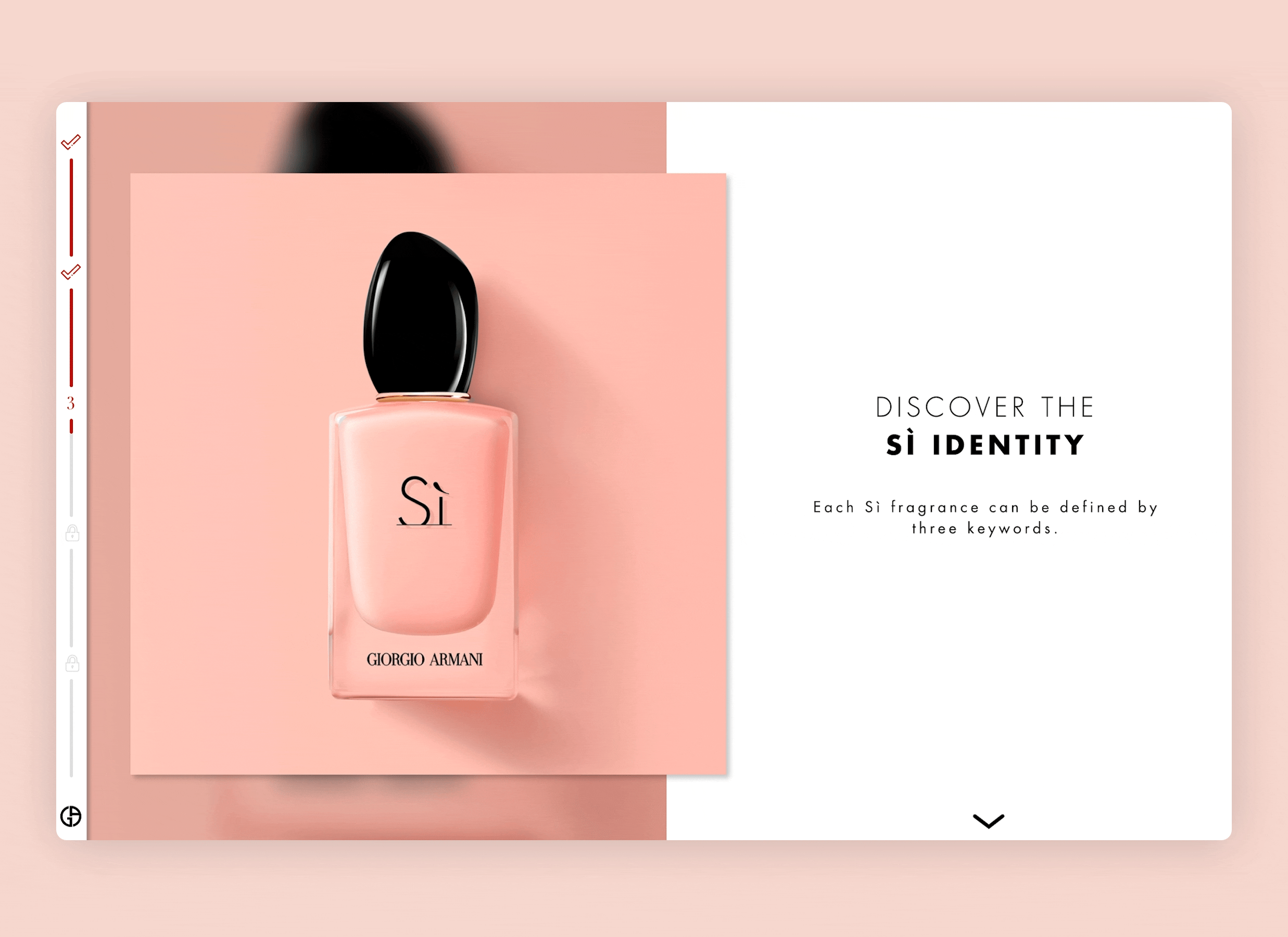 Sì Giorgio Armani animation app branding design e learning fashion graphic design interface logo luxury minimalism modern perfume product range ui ux web webapp