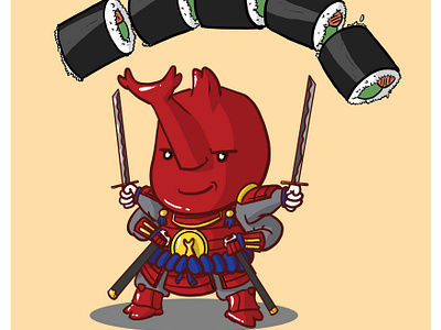 Kawaii Poster KABUTO (MAKI) cartoon character cute food fun japan kabuto kawaii maki samourai sushi