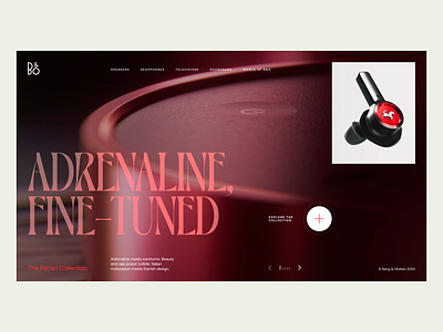 B&O Ferrari Collection airpods bangolufsen beo design ferrari figma interaction modern music red swiss design typography ui ui design visual design web design