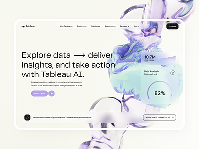 AI Data Analytics and Visualisation Landing Page by Syncrely 3d 3d visual ai analytics cinema 4d dashboard data data analytics data visualization design landing page motion graphics processing stats ui ui design visualization web webdesign website