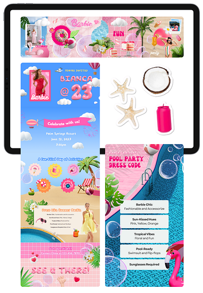 Barbie Themed Summer Party branding design graphic design layout styleguide