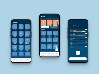 UI Design - Calm sounds app application blue calm sounds chill design mobile mobile application music sound sounds ui ui design ux