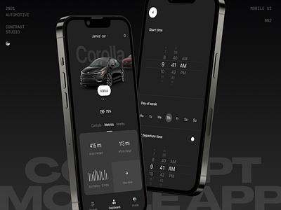 Dashboard Metrics - Toyota Mobile App automotive car charging clean dashboard metrics minimal mobile app stats ui ux