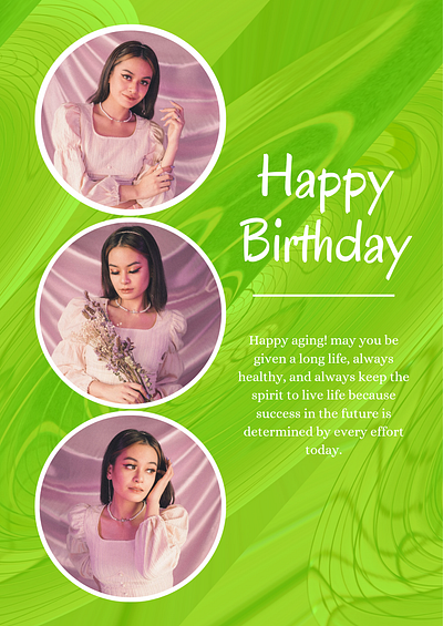 Birthday poster beauty birthday graphic design green poster pretty girl