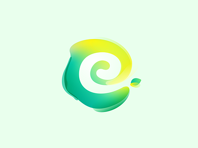 E letter logo circle e eco icon leaf letter logo mark negative space