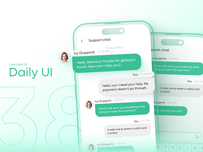 Daily UI #38 - Live chat UI app app design chat chat app chatting clean customer support dailyui design interface ios live chat minimal mobile mobile app support support chat ui uiux ux