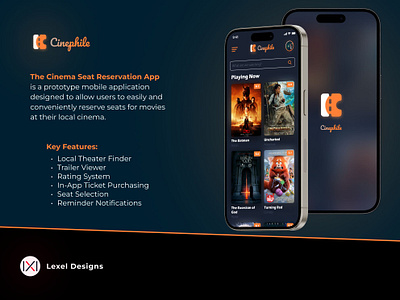Cinephile App Design Mockup app app design application cinema design graphic design logo ui ux