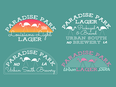 Paradise Park Lager - Badge Variations badge design beer beer label branding brewery branding cap design craft craft beer flamingo hat badge illustration label design lager light beer logo louisiana new orleans paradise park south t shirt design