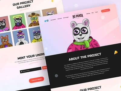 NFT Landing Page - Website Design 3d animal art develpoment gatsby illustration landing page logo nft nft artwork nft community nft creatives nft design nft showcase panda art reactjs uiux webdesign