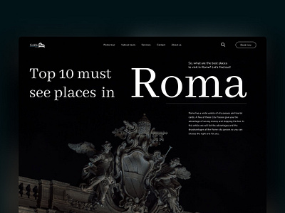 Roma tour blask mood first page tourist ui web