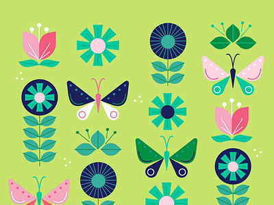 summer is away butterflies digitalart drawing figma illustration pattern ui